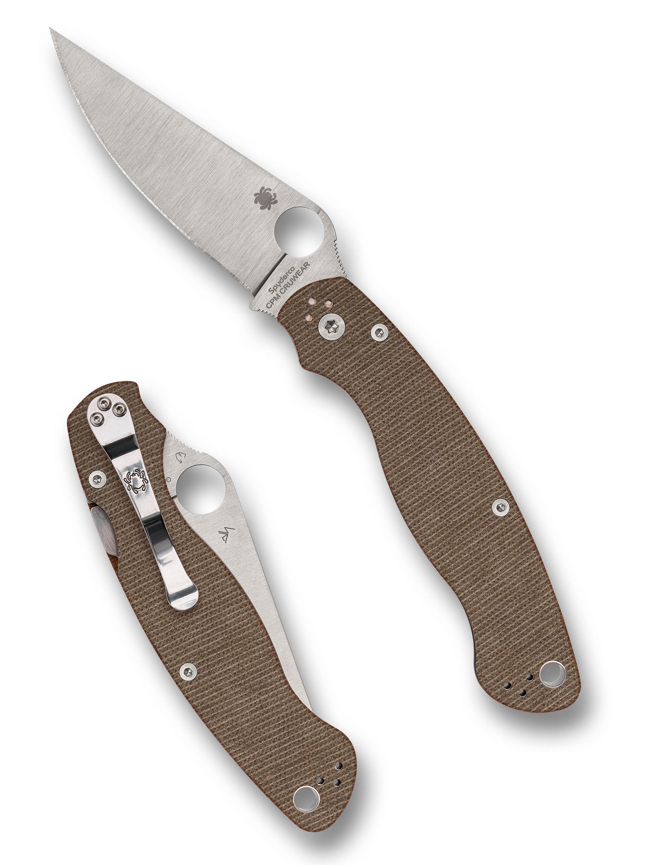 Military™ 2 Brown Canvas Micarta® CPM® CRU-WEAR® – Spyderco