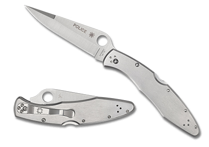 The Police Model  Stainless Knife shown opened and closed.