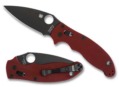 The Manix® 2 Red G-10 CPM 4V Black Blade Exclusive shown open and closed