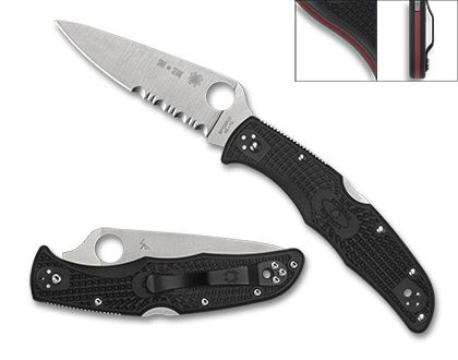 The Endura  4 Lightweight Thin Red Line Knife shown opened and closed.