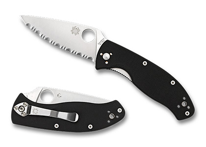 The Tenacious  G-10 Black SpyderEdge Knife shown opened and closed.