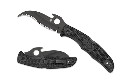 The Matriarch  2 FRN Emerson Opener Black Blade Knife shown opened and closed.