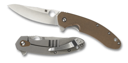 The Southard Folder™ G-10 Brown / Titanium shown open and closed