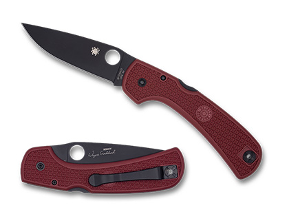 The Goddard Lightweight Red FRN CPM 4V Exclusive Knife shown opened and closed.
