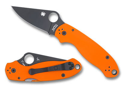 The Para® 3 G-10 Orange CTS XHP Black Blade Exclusive shown open and closed