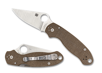 The Para® 3  Brown Canvas Micarta CPM CRU-WEAR shown open and closed
