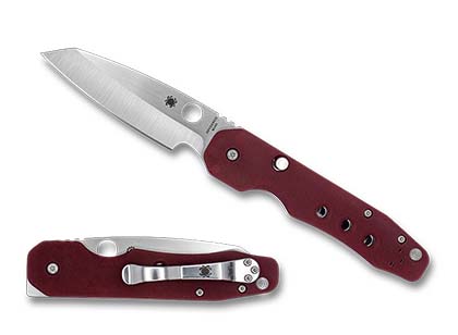 The Smock Red G-10 M390 Exclusive Knife shown opened and closed.