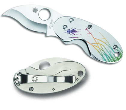 The Cricket  Stainless Steel Tattoo Knife shown opened and closed.