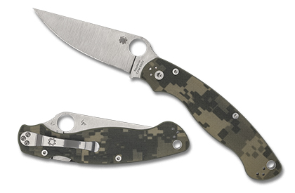 The Military™ 2 Camo G-10 PlainEdge shown open and closed