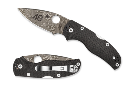 The Native  5 40th Anniversary Carbon Fiber Knife shown opened and closed.