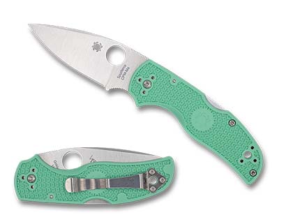 The Native  5 FRN Mint Green CPM M4 Exclusive Knife shown opened and closed.