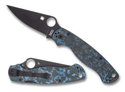 The Para Military® 2 Arctic Storm Carbon Fiber CPM M4 Black Blade Exclusive shown open and closed