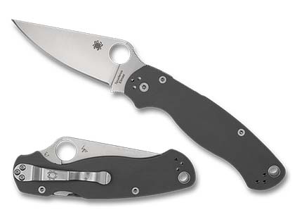 The Para Military® Dark Grey G-10 Elmax Exclusive shown open and closed