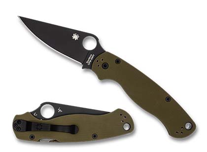 The Para Military® OD Green G-10 CPM S90V Black Blade Exclusive shown open and closed