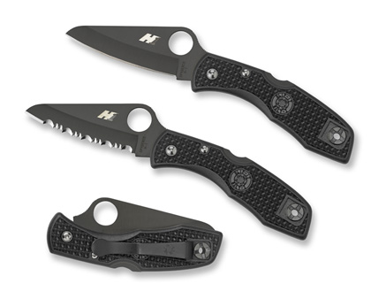 The Salt  1 FRN Black Black Blade Knife shown opened and closed.