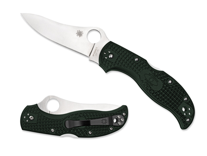 The Stretch  Green FRN Knife shown opened and closed.