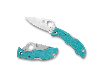 The Ladybug® FRN Teal CPM S30V Exclusive shown open and closed