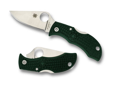 The Manbug  FRN British Racing Green ZDP-189 Knife shown opened and closed.