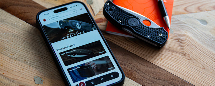 An image of the home screen in the Spyderco Mobile App