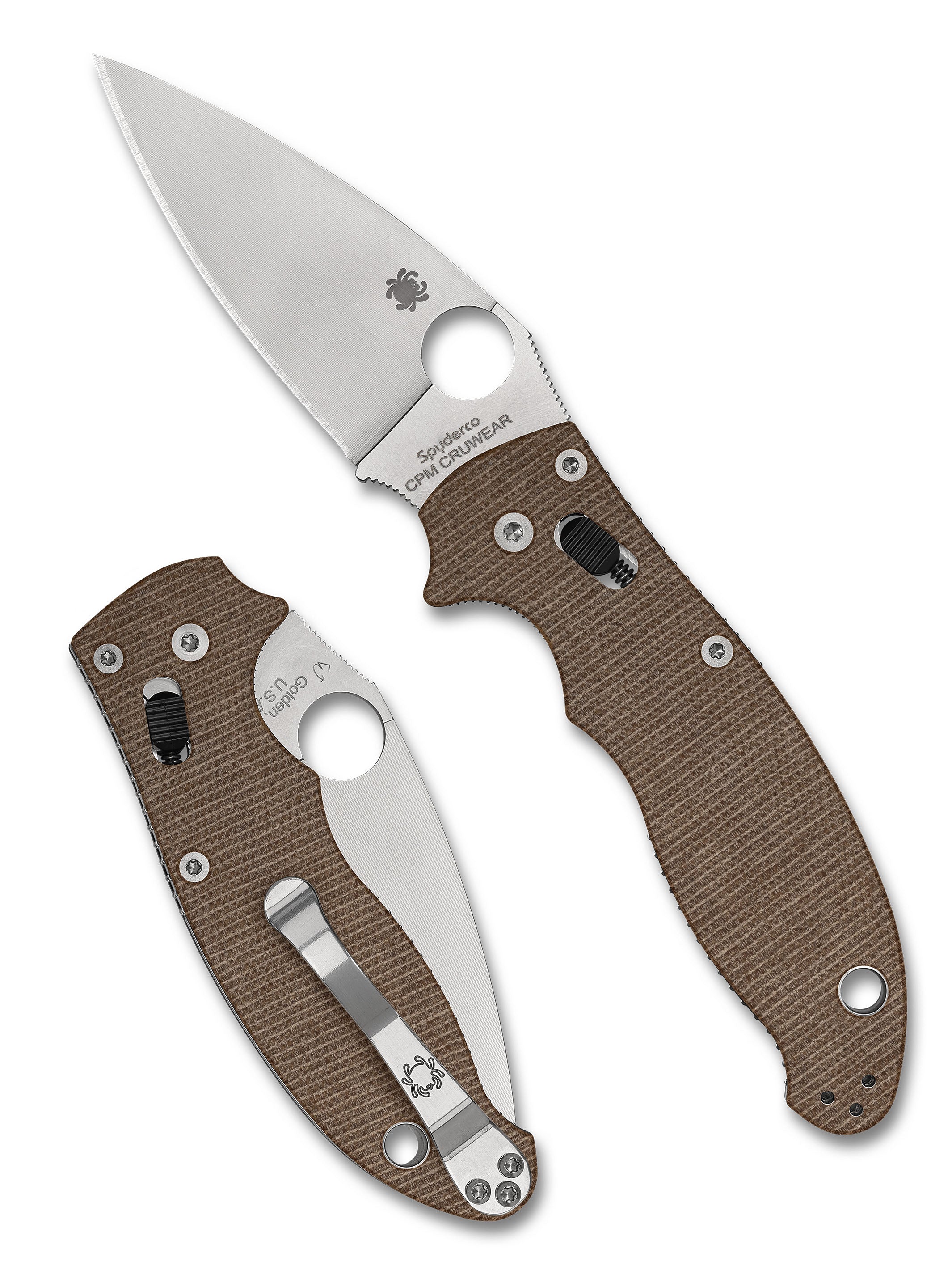 Manix® 2 Brown Canvas Micarta® CPM® CRU-WEAR® – Spyderco