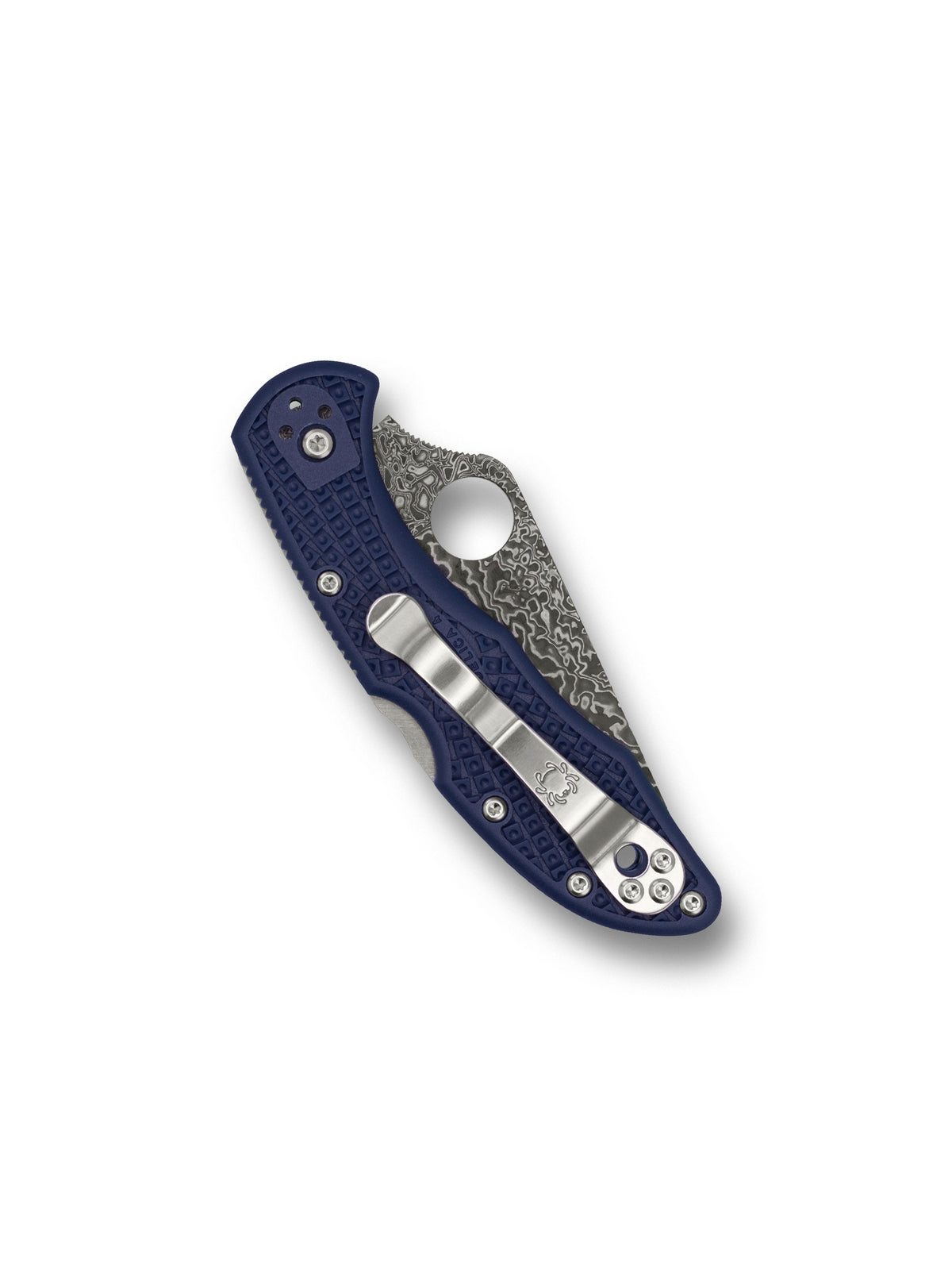 Delica® 4 Navy Blue Damascus Exclusive – Spyderco