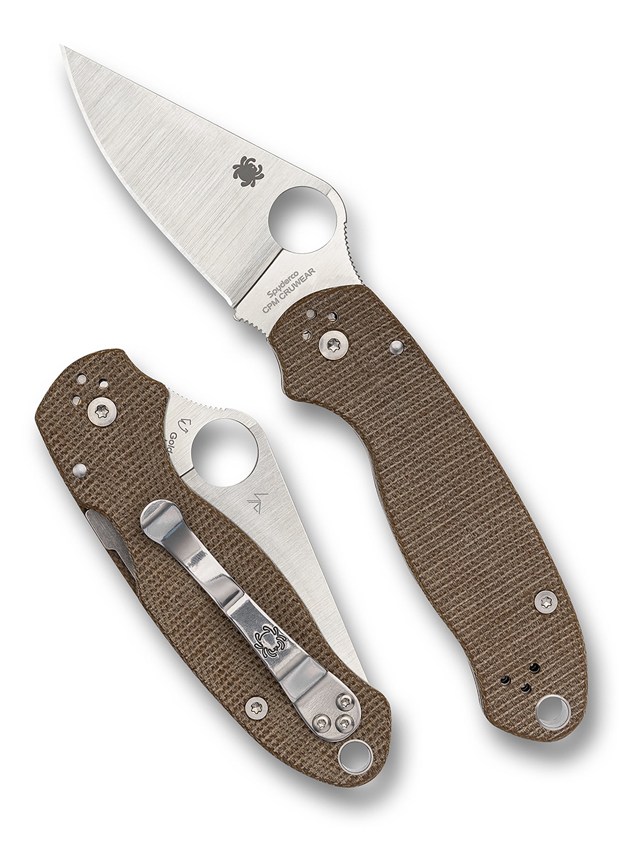 Para® 3 Brown Canvas Micarta® CPM® Cru-Wear® – Spyderco