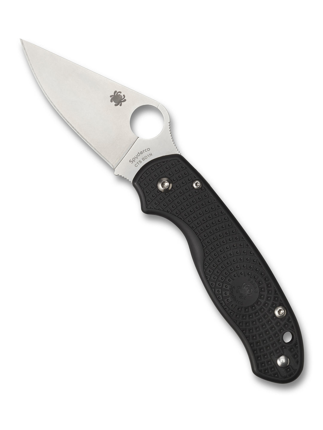 Spyderco Para 3 Lightweight folding knife in PlainEdge configuration, open, showing the FRN handle, compression lock, and CTS BD1N blade