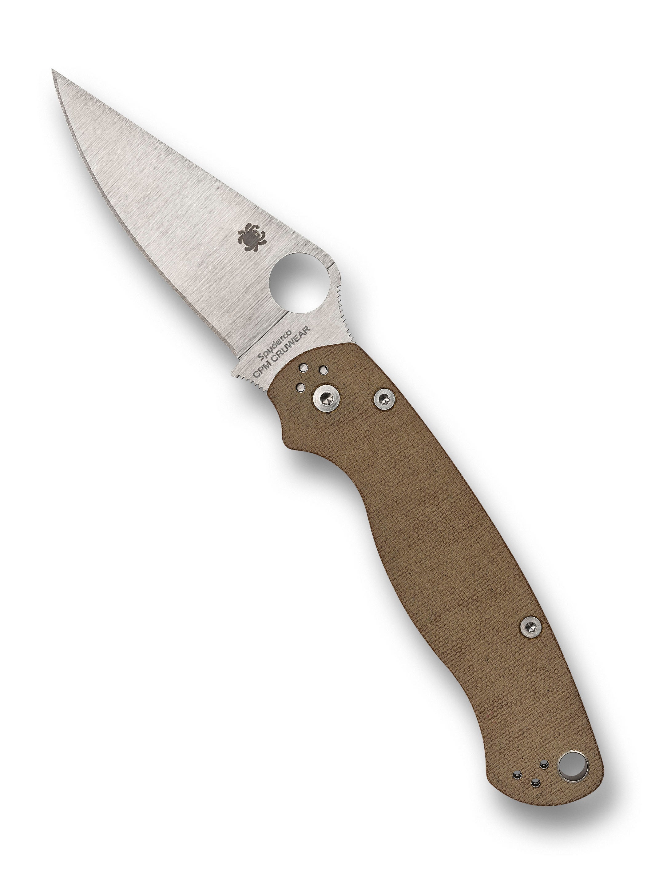 トンクリ☆パパラ2☆ブラウン Para Military® 2 Brown Canvas Micarta® CPM® Cru-Wear® – Spyderco