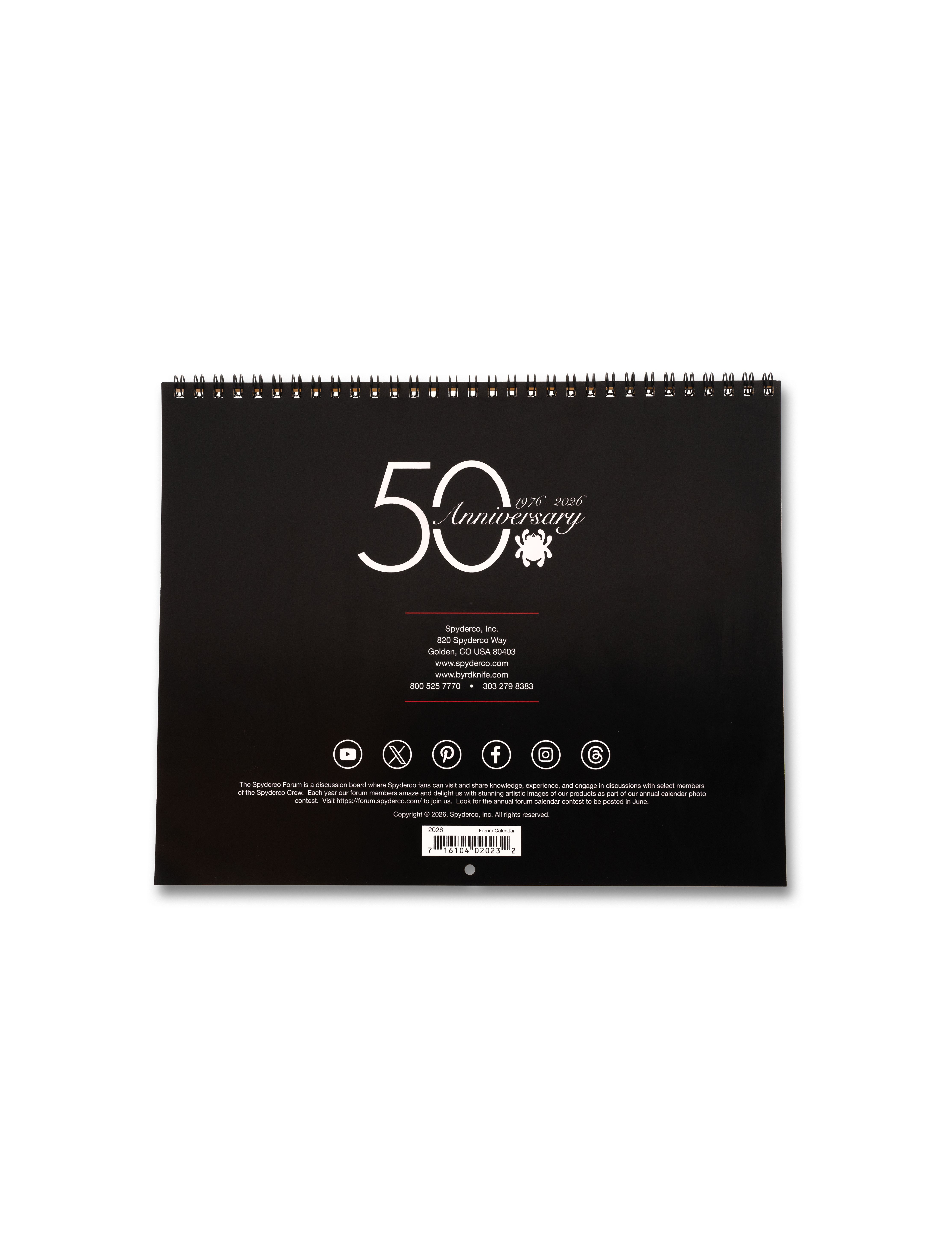 Spyderco Calendar 2026