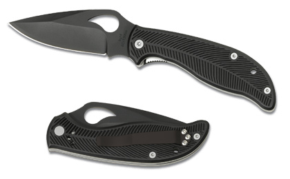 The Raven  Black Blade Knife shown opened and closed.