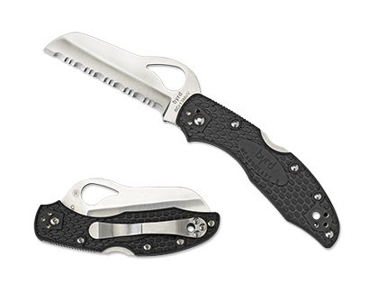 The Meadowlark  2 Rescue FRN Black Knife shown opened and closed.