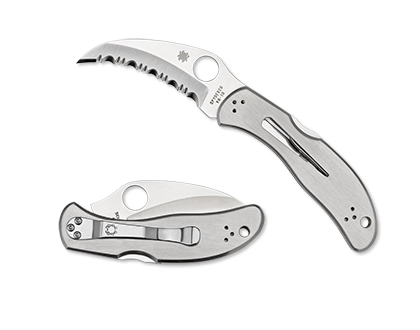 The Harpy  CLIPIT  Stainless Knife shown opened and closed.