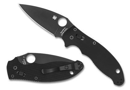 The Manix  2 Black G-10 Black Blade Knife shown opened and closed.