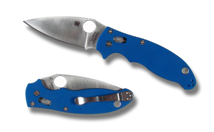 The Manix  2 Blue G-10 Sprint Run  Knife shown opened and closed.