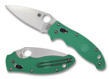 The Manix  2 FRCP Mint Green CPM M4 Exclusive Knife shown opened and closed.