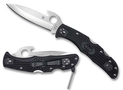 The Endura  4 Black FRN Tactical Armorer Emerson Opener Exclusive Knife shown opened and closed.