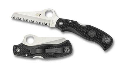 The Saver Salt  CLIPIT  Black FRN Knife shown opened and closed.
