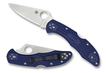 The Delica® 4 Blue FRN M390 Exclusive shown open and closed