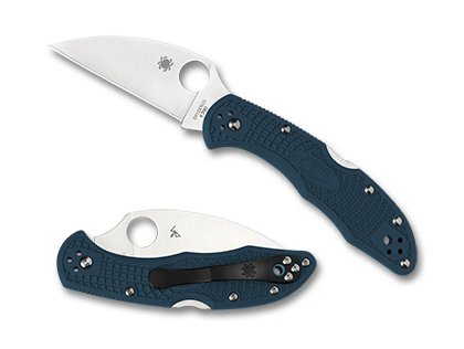 The Delica  4 FRN K390 Wharncliffe Knife shown opened and closed.