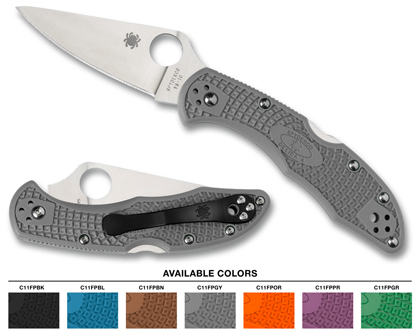 The Delica  4 Lightweight Flat Ground Knife shown opened and closed.