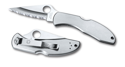 The Delica  2 Stainless Steel Knife shown opened and closed.
