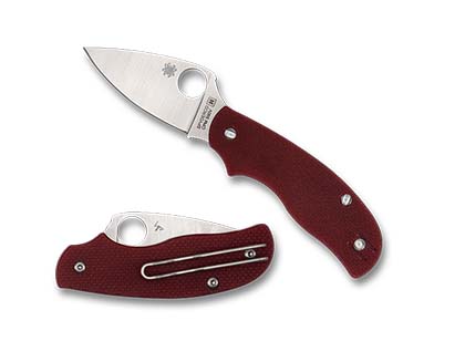 The Urban  Red G-10 CPM S90V Exclusive Knife shown opened and closed.