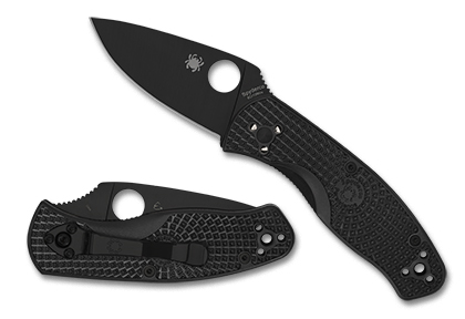 The Persistence  Lightweight Black Blade Knife shown opened and closed.
