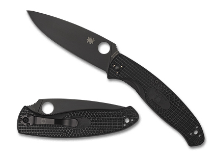 The Resilience  Lightweight Black Blade Knife shown opened and closed.