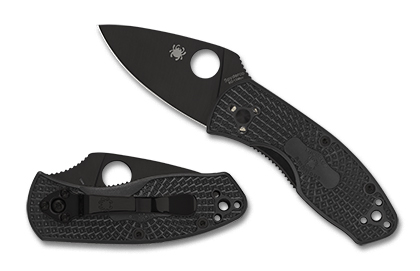 The Ambitious  Lightweight Black Blade Knife shown opened and closed.