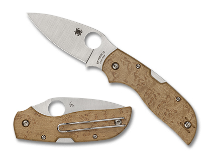 The Chaparral  Birdseye Maple Knife shown opened and closed.