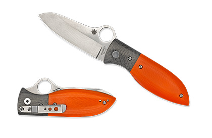 The Firefly  G-10 Orange Knife shown opened and closed.