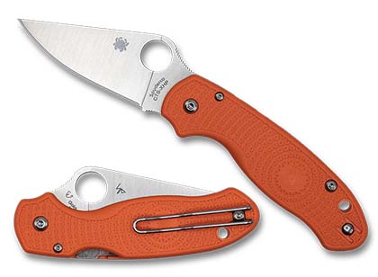 The Para  3 Lightweight Orange FRN CTS XHP Exclusive Knife shown opened and closed.