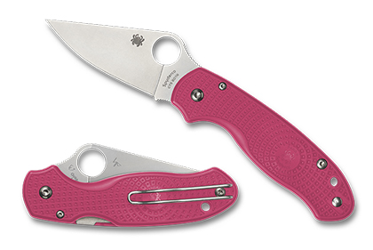 The Para  3 Lightweight Pink Knife shown opened and closed.