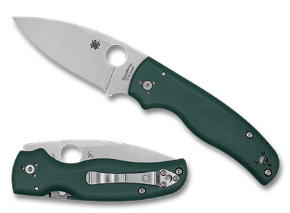 The Shaman® Forest Green G-10 CTS 204P Exclusive shown open and closed